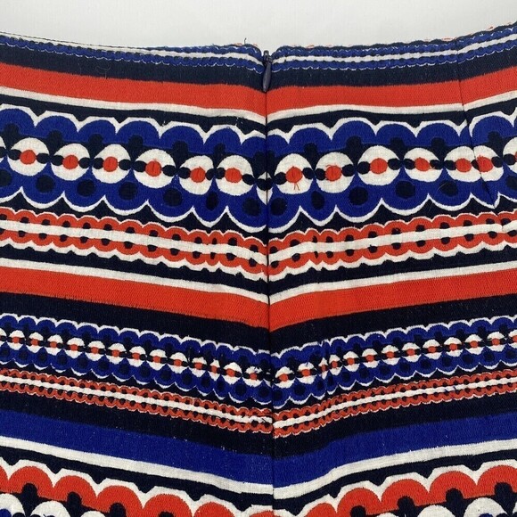 MILLY Size 2 Embroidered Mini Skirt Stripes Blue Red White USA - Picture 10 of 10